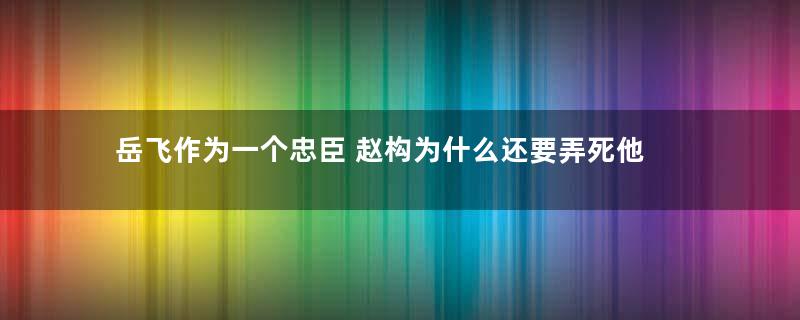 岳飞作为一个忠臣 赵构为什么还要弄死他